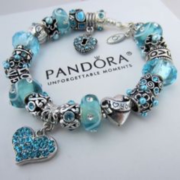 🍒 2PC BLUE SPARKLE BEADS CHARM GEM DIY BRACELET BEAD CREATION TROLL PANDORA - Picture 4 of 7